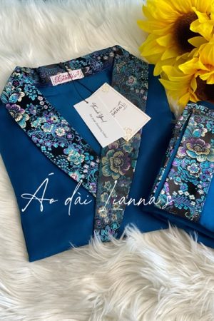 Set đi lễ cổ chéo dark blue phối gấm hoa kiotviet 03b57506a71b82bc7e78c92d8149cdec