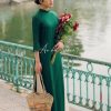Áo dài form suông lụa hà đông xanh lá phối quần váy kiotviet 057a76a11ddd3f2032bc134e6ae5fef2