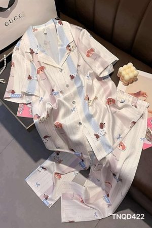 Set lua tay ngắn quần dài cún nơ xanh kiotviet 06171a9fe170e40634c0df075ab661f3