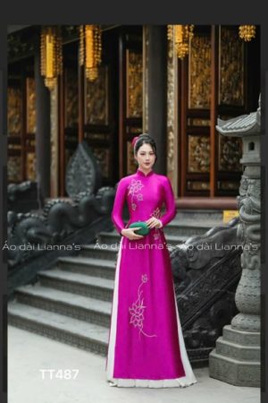 Áo dài cao cấp lụa valentino đính kết Hồng sen Cẩm kiotviet 109b1ff6baed42f39fabd210fb4800f2