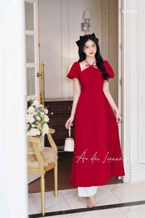 Áo dai thiet kế tay bồng cột dây quai cổ kiotviet 18e6d7429096effc00a4d0b636bd0e3a