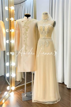 Set áo dài thiết kế màu champagne kiotviet 1d13ff66dfa78b1976c0fba45d9329bd