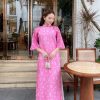 Áo dài cách tan tơ hoa nhieu hoa tiết Hồng kiotviet 1fda22e33874ead97af719b20d89cf4d