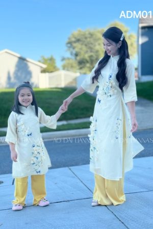 Áo dài mẹ tơ vàng kết hoa kiotviet 2032d83e882913927d3d71b4f53381de