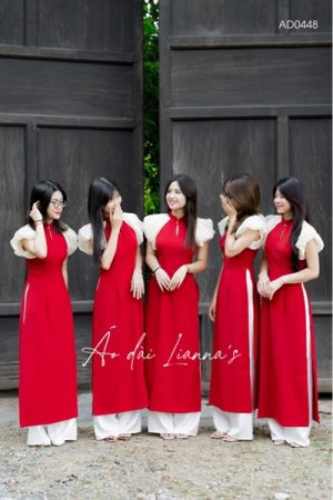 Áo dài thiết kế đỏ tay bồng kiotviet 225ec8a09b8534b3e7be7ec09d84aaef