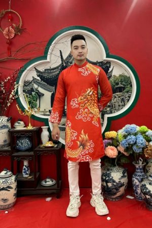 Áo dài nam đỏ rồng _gấm z kiotviet 25f2c3eca00608f9697db8ba0d70232b