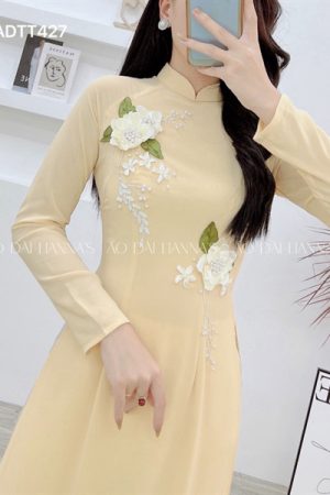 Áo dài chiffon vàng trứng hoa thêu ruy băng kiotviet 2be949cf08ddd17b1e5072aa8a00810a