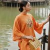 Ao dai suông hoa theu tông cam đất kiotviet 34feb7af09663b4097e94843ea9f50ff