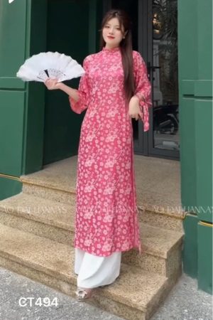 Áo dài tơ hoa mai Hồng _form suông kiotviet 381eddb31a1c2bea9d61e4f09196f4bb