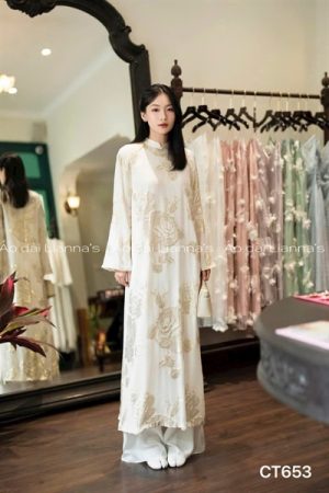 Áo dài kem form suông lá gold kiotviet 3923e13aefb51a88813bb3f6072ca4d2