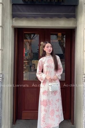 Áo dài cách tan Hồng Nhung hoa kiotviet 3ad994b61118e9e7a1192ac821691753