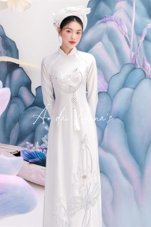 Cặp áo dài cưới hoa sen trắng kiotviet 40a6703e87a03c1ed16a29f6840bbe08