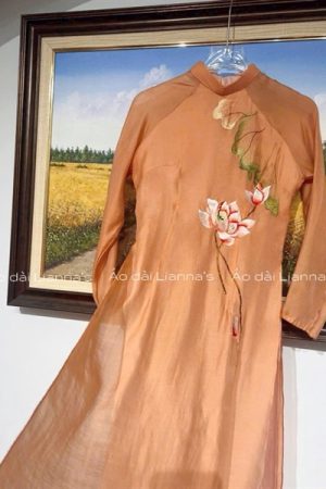 Áo dài cách Tân thêu sen cam đất kiotviet 44d3947f0d8b0889862d2daf1a7a260f