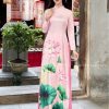 Áo dài truyền thống hoa sen hong kiotviet 4a64178bfb191259f8f6529090141ea4