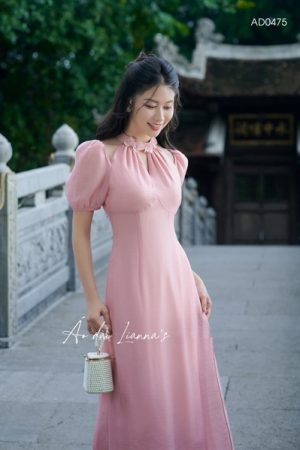 Áo dai thiế kế tơ hồng kết hoa cổ kiotviet 4d59cf837584e8fe1cba45a1a8458b94