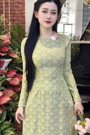 Áo dài truyền thống gấm hoa cúc xanh cốm kiotviet 51e7c00a2a4269a36d3d1cc9bafa7de6