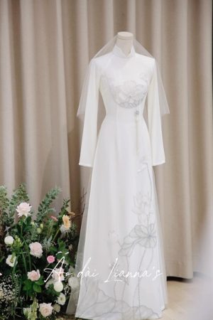 Cặp áo dài cưới hoa sen trắng kiotviet 5755cba486bbbecba1b2588ed7c83636