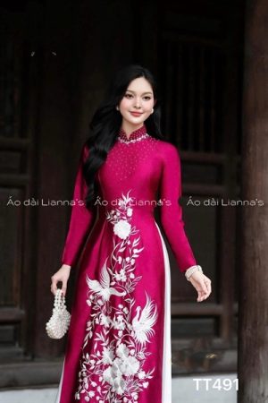 Áo dài thiết kế cao cap valentino Hồng Cẩm kiotviet 5797b7b4e1806c3dba79c127041ef228