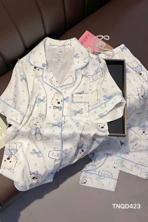 set lua tay ngắn quần dài cún bông nơ xanh kiotviet 5e5a4224606675b384530fbada594d84