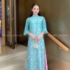 Áo dài cách tan tơ hoa xanh quan hong sen kiotviet 65ce95f556814a7827778f0be9448337
