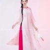 Áo dài cách Tân suông theu hoa tông Hồng cổ thắt bím kiotviet 66daa16f3c8a0b22d8c3f097e8d4a5dd