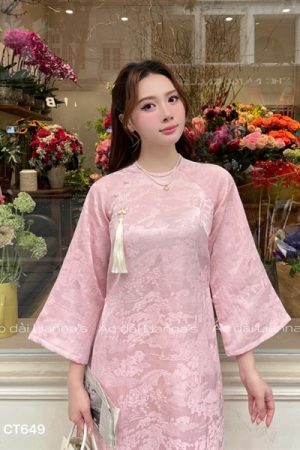 áo dài suông gấm hoa tiết tong Hồng kiotviet 6898cfd3100d42710b125433ebbc851d