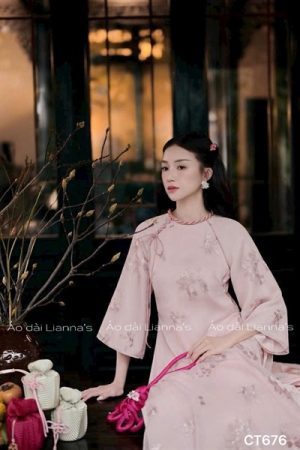 Áo dài cách Tân Hồng cổ tròn thắt bím kiotviet 6ef5bfc2ee0bd39a646ad1b9d1d54cc2