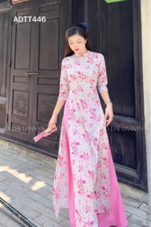 Áo dài truyền thống hoa phối quần váy Hồng kiotviet 6fa3e45bac0e2a0a3022b9fd0bd36d9b