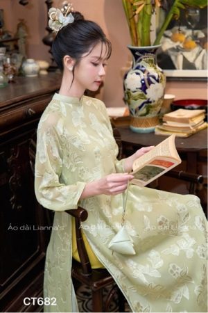 Áo dài cách Tân tơ bướm xanh cốm kiotviet 71b1407cdedacd2f541c705724efdbd0