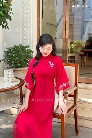 Áo dài như ý đỏ theu hoa tay kiotviet 746cecc5f7aa6ecf9d0293a9aedb21b5
