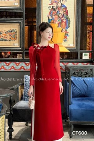 Áo dài Nhung cổ yếm kết nơ kiotviet 7aad7e56c811a44c901ae33957902f07