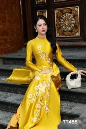 Áo dài cao cấp lua valentino theu hoa vàng gold kiotviet 7c750c9d142e11e0faa8ab9426472718