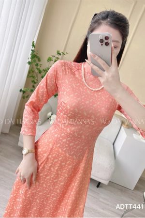 Áo dài truyền thống cam hoạ tiết chuồng chuồng kiotviet 7c922160514ae3b7f1248f29d5e19c44