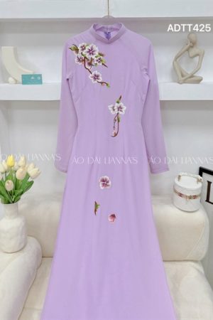 Áo dài chiffon tím cà thêu hoa kiotviet 7d34b9a16cbb7d2e5f294d6c52fa12d9