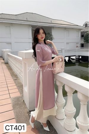 Áo dài form suông tơ tím taro kiotviet 811c3990bb4fea7ee0a0950ff736e49e
