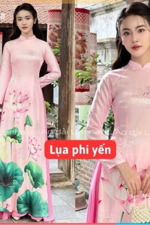 Áo dài truyền thống hoa sen hong kiotviet 835471c5e4f442b2e9fa632069076ca4
