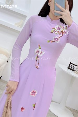 Áo dài chiffon tím cà thêu hoa kiotviet 8468f6c892d34c10da74726953b27115