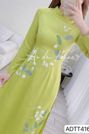 Áo dài truyen thống thêu kết hoa xanh cốm kiotviet 848b85d49a53daff8337636eb0b86439