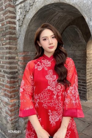 áo dài đỏ ren lá kiotviet 8631f4e7d9555fce87784dd19cbdc02a