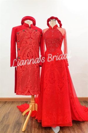 Áo dài cưới đỏ gân nổi kiotviet 8c61d6854bd8d59a860f62c42cbce2a6