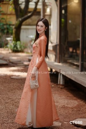 Áo dài cách Tân thêu sen cam đất kiotviet 8e9d877a54ddec15c7244cde2dcbbe01