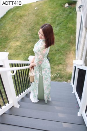 Áo dài hoa nhí tơ xanh lơ nút bọc xanh kiotviet 8ff1a0e66aff11905e29337e91355764