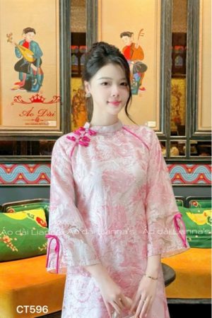 Áo dài cách Tân nơ hồng 🎀 sen kiotviet 904ea2d47e6ddba1ee937c75aea8d283