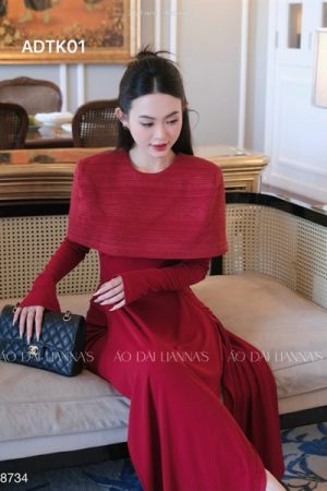 Áo dài thiết kế đỏ đô kiotviet 95be6d83cf17af8c1da4649c6f3b9658
