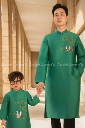 Áo dài bé trai xanh lá thêu kiotviet 9a387e1d850a9632e857b26bfd0c2841