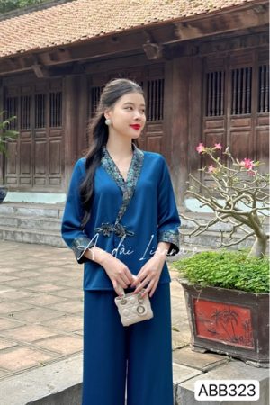 Set đi lễ cổ chéo dark blue phối gấm hoa kiotviet 9dd3b93277eaec9fa0d8136188c9a41a