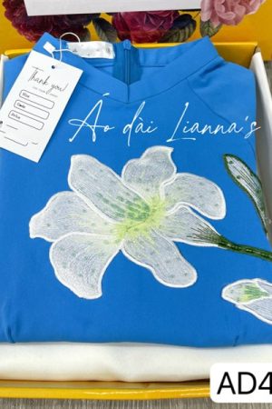 Áo đai truyền thống hoa theu xanh dương kiotviet a0874eb575ec1745116b3f2563eddf07