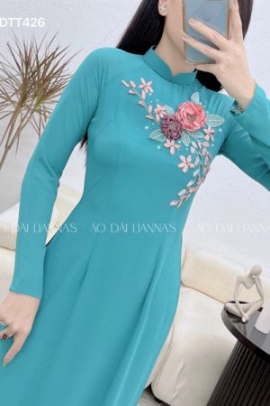 Áo dài chiffon xanh đậm hoa kết ruy băng kiotviet a173261cbfe1d0b57125091b2bcafb0d