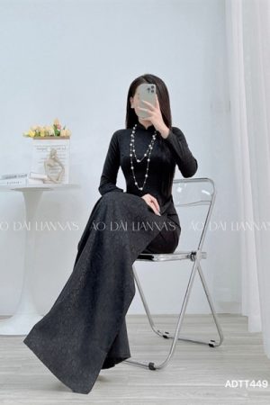 Áo dài gấm tơ hoa màu đen kiotviet b2890c26b9150ff1831248b368a3d4f0