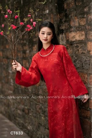 Áo dài đỏ họa tiết con lân kiotviet b4efe69e9f69719b7409c9d94c35962d